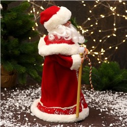 Дед Мороз под ёлку «Зимнее волшебство. Красная шуба, с посохом» 35 см
