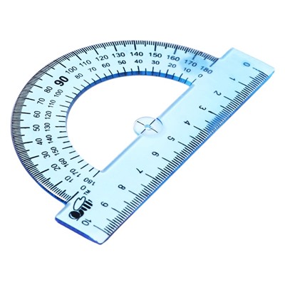 Транспортир 180°/10 см Calligrata, пластиковый, прозрачный, зелёный, МИКС