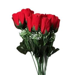 Цветок искусственный декоративный Роза красная 1 шт (с декором) 38 см