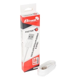 USB кабель для USB Type-C 1.0м   (в коробке) ELTRONIC FASTER 3A (белый)