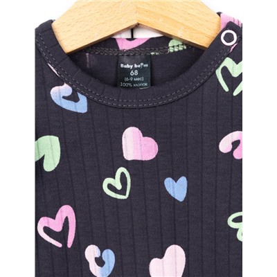 Комбинезон на манжете Baby Boom К384/1-И я729 Сердечки на графите