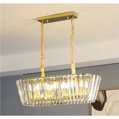 299-257 Люстра длина 80 см, ширина 35 см, выс. 22 см(х1)Кристаллы, нержавеющая сталь