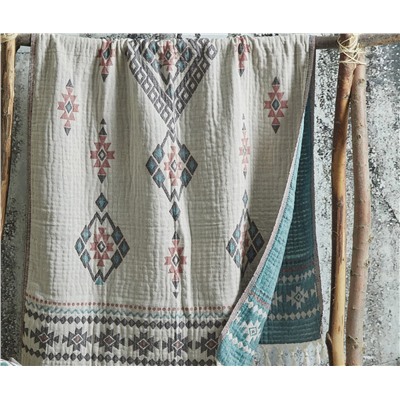 Пештемаль с Бахромой 90x180 см Buğra Yeşil/Krem 90x180cm Peştamal - EcoCotton