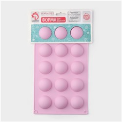 Форма для выпечки Доляна «Полусферы», силикон, 29×17 см, 15 ячеек (d=4 см), МИКС