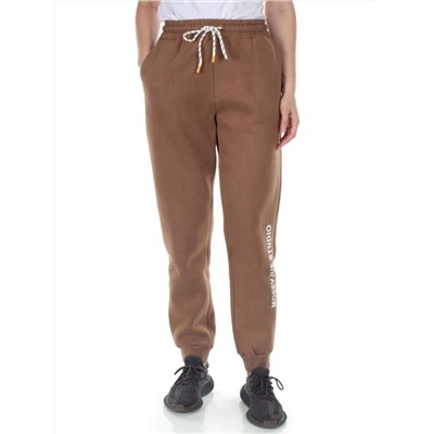 M053 BROWN Брюки спортивные утепленные женские (85% хлопок, 10% полиэстер, 5% спандекс)