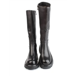 02-FJ725-1M BLACK Сапоги зимние женские (натуральная кожа, байка, натуральный мех)