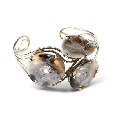 Браслет с жеодами агата бразильского, 18 см.