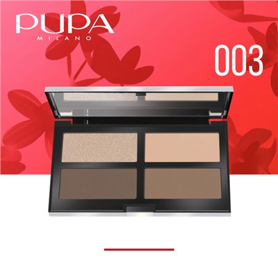 2 PUPA набор для контуринга CONTOURING & STROBING PALETTE тон 003 Темн. кожа