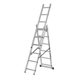 Лестница, 3 х 6 ступеней, алюминиевая, трехсекционная, Сибртех