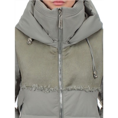 23-636 OLIVE Пальто зимнее женское (холлоффайбер 150 гр., искусственная дубленка)