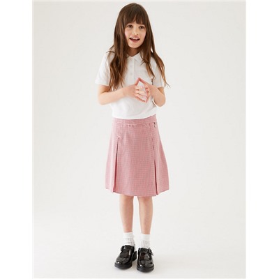 Girls’ Easy to Iron Gingham School Skirt (2-14 Yrs)