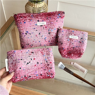 High quality handheld cosmetic bag, shoulder bag, woolen liner, storage bag