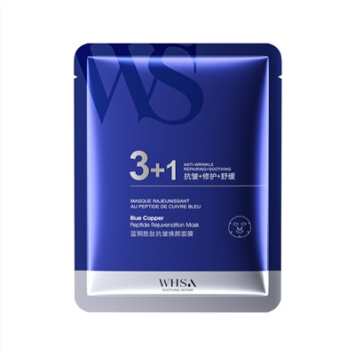 Омолаживающаятканевая маска с голубыми протеинами меди Whsa Blue Copper Peptide Rejuvenation Mask, 25 мл