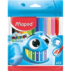 Фломастеры 12цв "Maped. Color peps ocean", суперсмываемые
