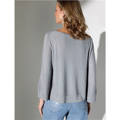 Джемпер свободный тонкой вязки из вискозы с люрексом