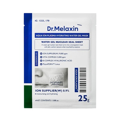Маска тканевая для лица с аква-ионной плазмой Aqua Ion Plasma Water Gel Mask , Dr. MELAXIN, 25 г х 5 шт.