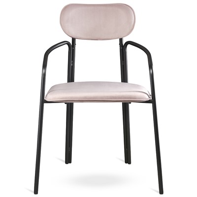 Набор из 2 стульев Ror, Round, велюр, черный/розовый