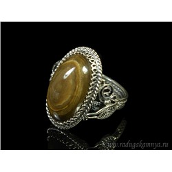 Кольцо окаменелое дерево 15*24мм., размер 19