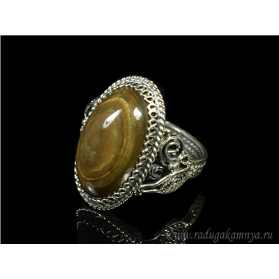 Кольцо окаменелое дерево 15*24мм., размер 19