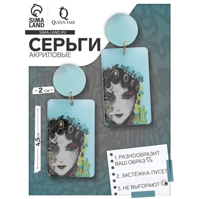 Серьги акриловые «Девушка» китаянка в наряде, цветные