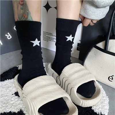 Cotton Japanese colored knee socks for men and women, mid-length