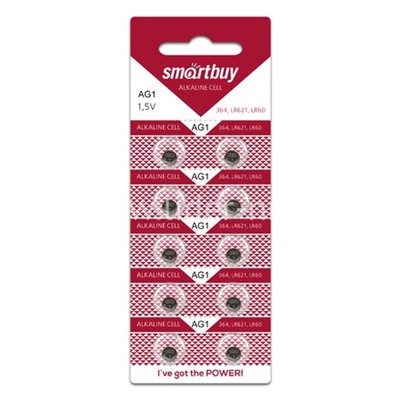 Батарейка алкалиновая Smartbuy AG 1 LR621/10BL A364