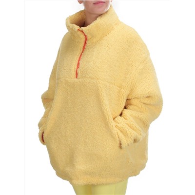 2568 YELLOW Кофта плюшевая женская Тедди на синтепоне  (50 гр. синтепон)