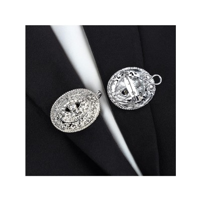 Зажим для кардигана «Эллипс», цвет белый в серебре