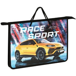 Папка с ручками А4 ArtSpace "Race", пластик, на молнии, 45мм