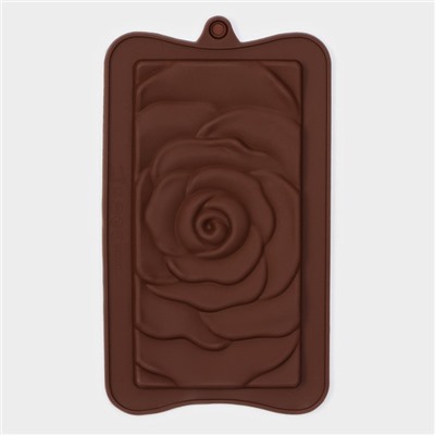 Форма для шоколада Доляна «Роза», силикон, 17.5×10.5×1 см, коричневая