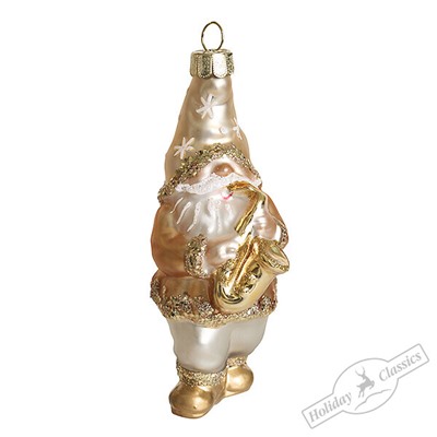 Гном-саксофонист шампань (стекло) 4,5х4х11,5 см