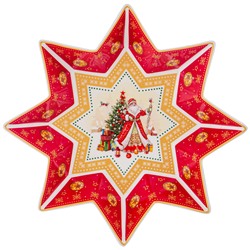БЛЮДО-ЗВЕЗДА LEFARD "ДЕД МОРОЗ" 26Х5СМ КРАСНОЕ (КОР=24ШТ.)