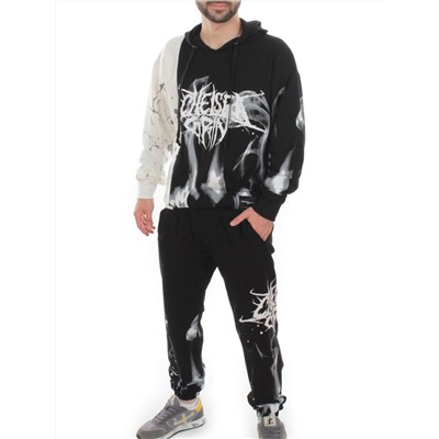 2608/7325 BLACK/WHITE Костюм спортивный мужской (75% хлопок, 20% полиэстер, 5% спандекс)