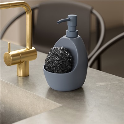 Диспенсер для мыла с подставкой для губки Joey, 590 мл, серо-голубой