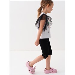 Комплект для девочки: футболка, леггинсы укороченные