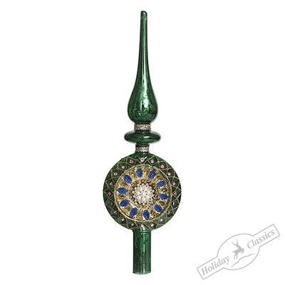 Верхушка "Lumiere" зеленая винтаж (стекло) 9х4х29 см