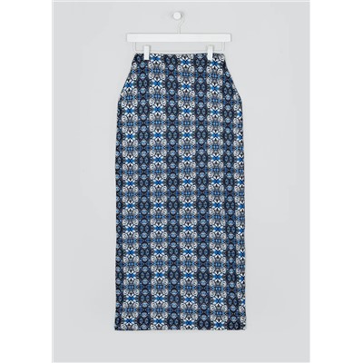Tile Print Jersey Maxi Skirt