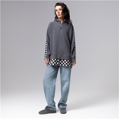 Свитшот с имитацией многослойности, Путешествие начинается (мокрый асфальт)