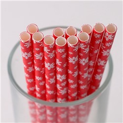 Трубочки для коктейля «Снежинки», набор 12 шт.