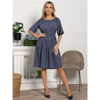 Платье с поясом Дафна (синее) П15523-8М
