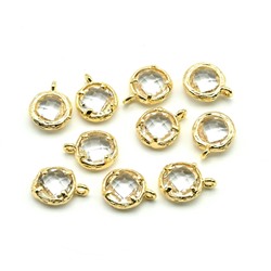 Подвеска с цирконом 7*9мм золотистая, цв.хрусталь