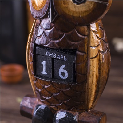 Вечный календарь настольный «Сова», 5×10×28 см, дерево