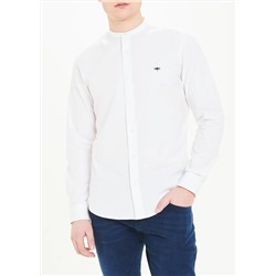 Long Sleeve Slim Fit Grandad Collar Oxford Shirt