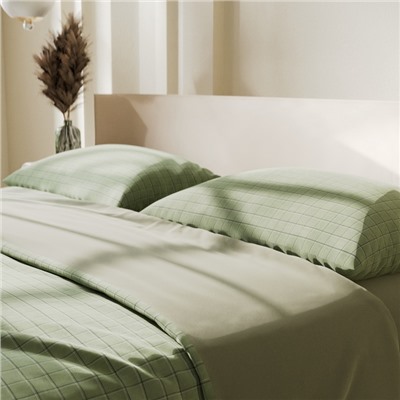 Постельное бельё Этель дуэт Green cage 150х215см-2 шт, 225х240см, 50х70±3 см-2 шт, новосатин