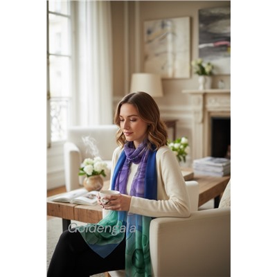 Шарф шифоновый с цветочным рисунком 3D Арт М52/7