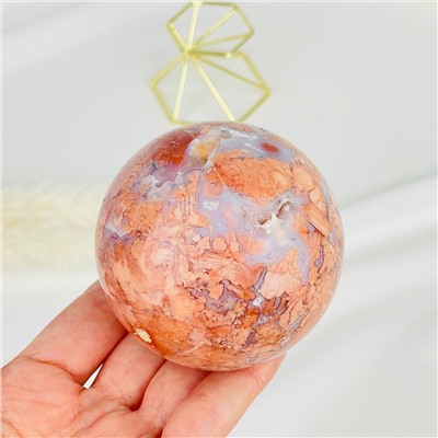 Радуга Самоцветов Шар из розового цветочного Агата на подставке