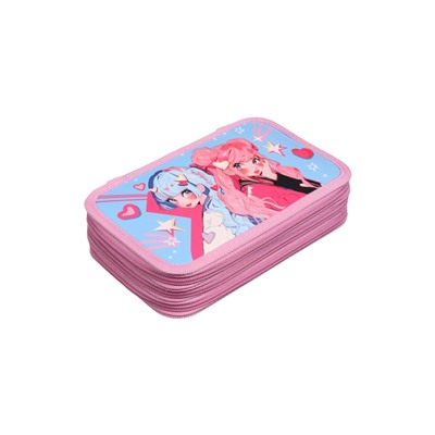 Пенал 3 секции, 125×205×55 мм, Calligrata 30П26/3 «Аниме подружки», ламинированный картон