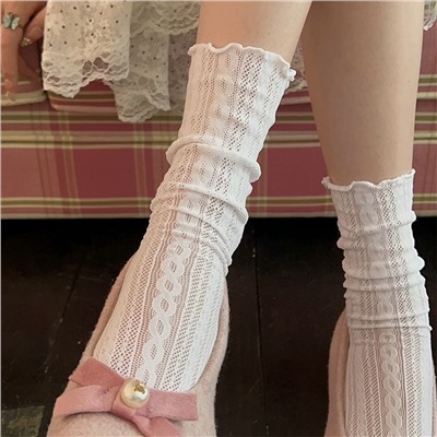 Summer thin colored lace socks, mid-length