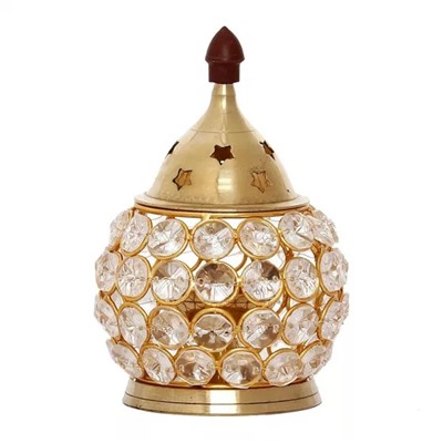 Лампа Аканд Дия, Gold Brass and Crystal Akhand Diya, произв. eCraftIndia