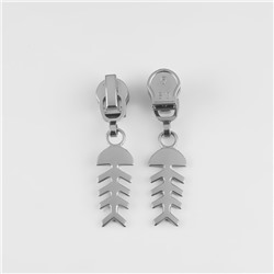 Бегунок для молнии «Спираль», №5, «Рыба», 10 шт., цвет никель